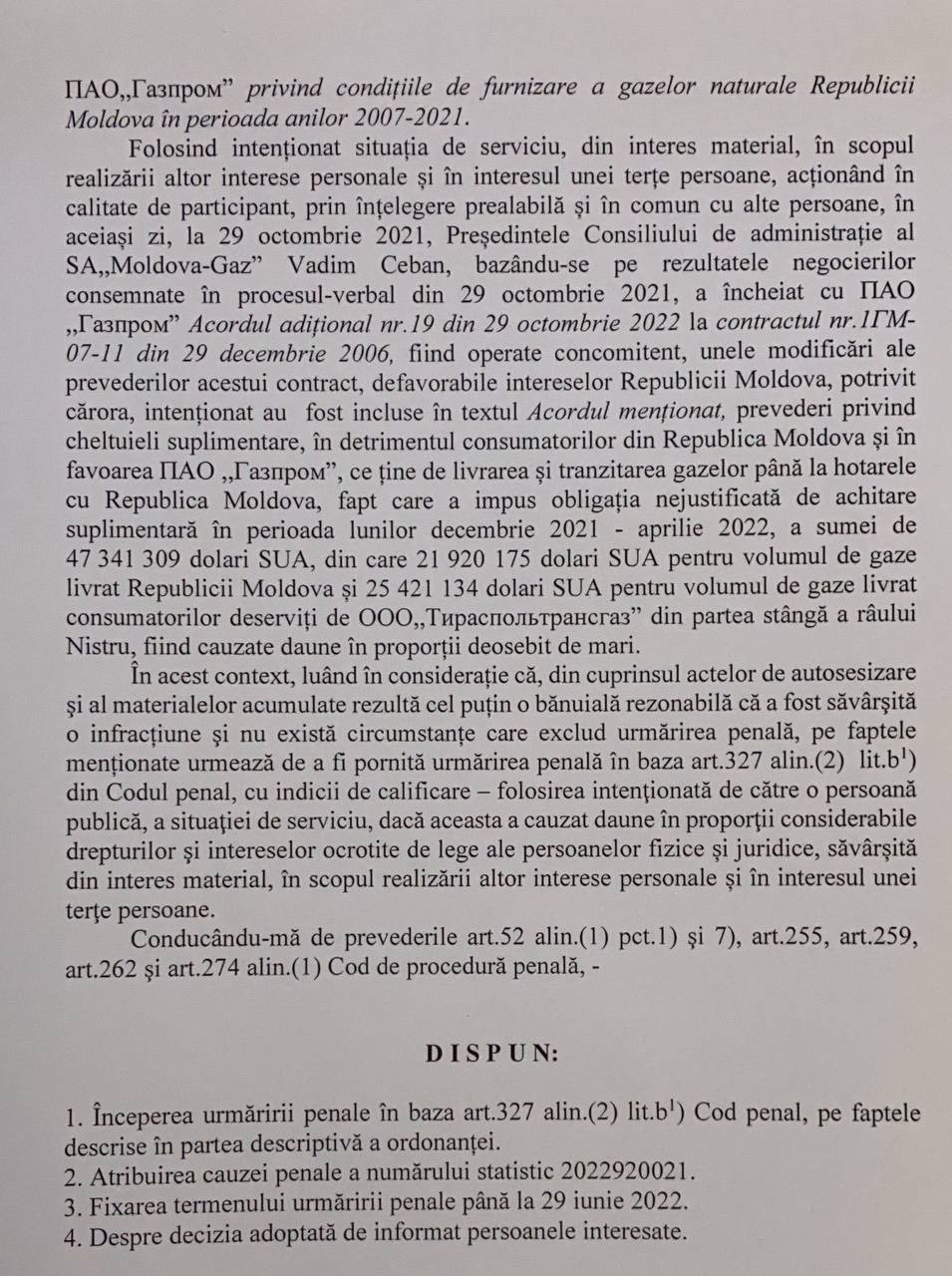 DOC // Vadim Ceban, cercetat penal într-un dosar ținut ascuns, susține liderul PACE, Gheorghe Cavcaliuc