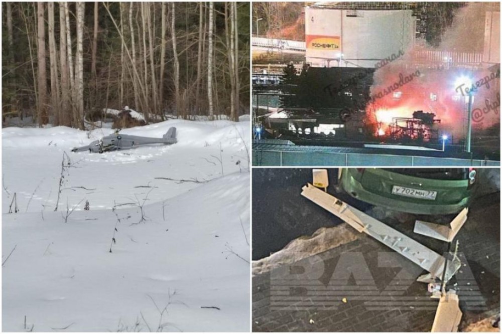 Atac „masiv cu drone" în Rusia. Incendiu la o rafinărie Rosneft de la Marea Neagră, o dronă s-a prăbuşit lângă o staţie Gazprom din Moscova