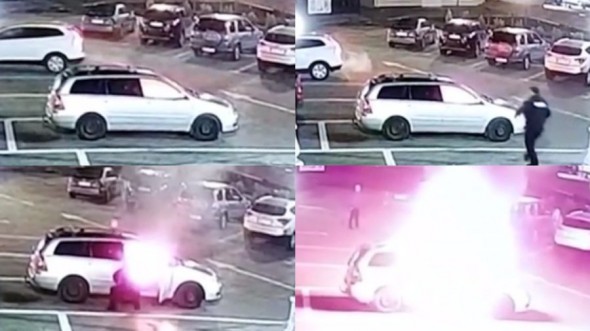 FOTO&VIDEO // Un șofer la un pas de moarte în Noaptea Învierii. A adormit în mașină cu lumânarea aprinsă