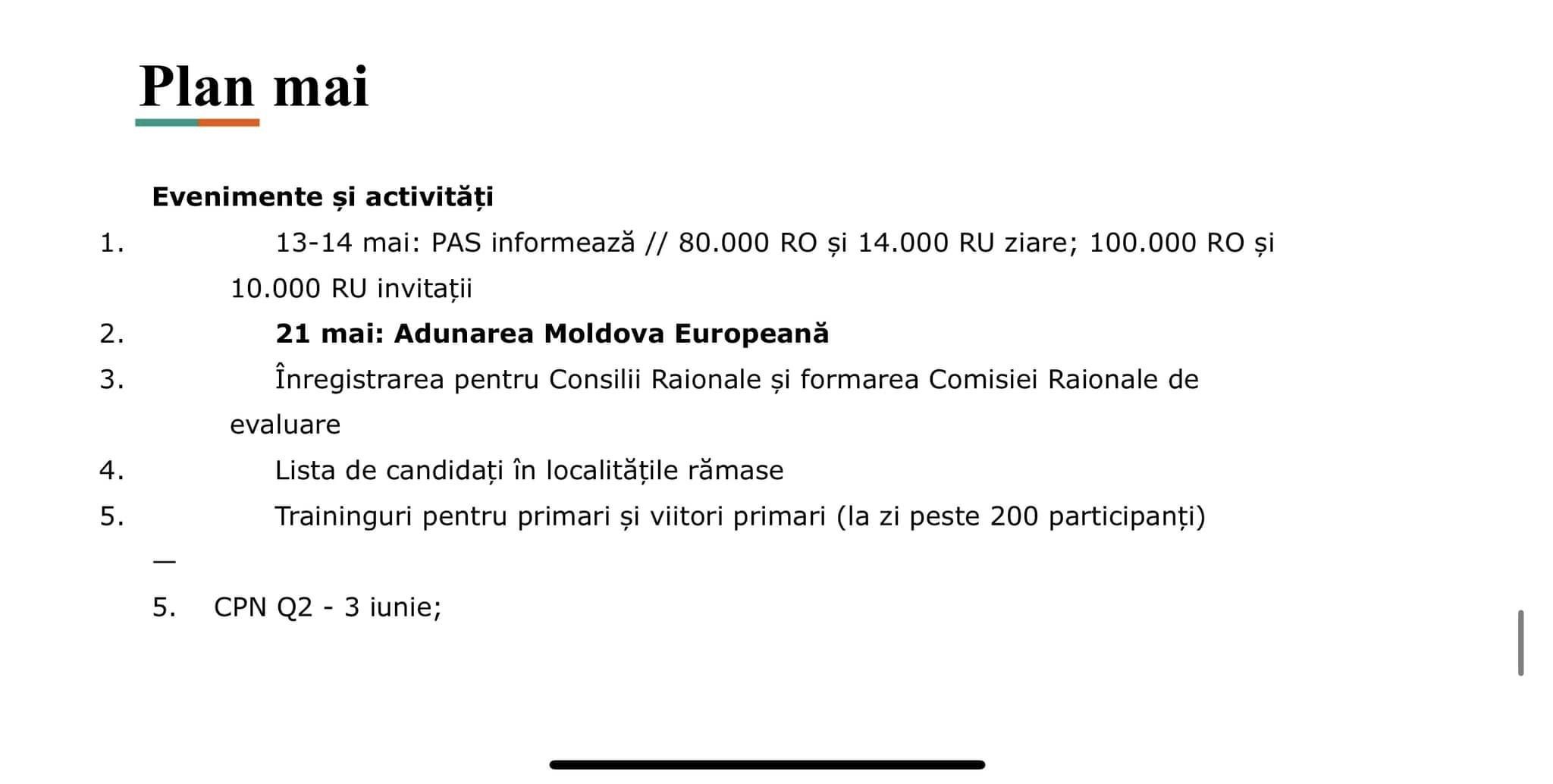 FOTO // Ceban dă în vileag planurile PAS. Care este planul de organizare a Adunării din 21 mai
