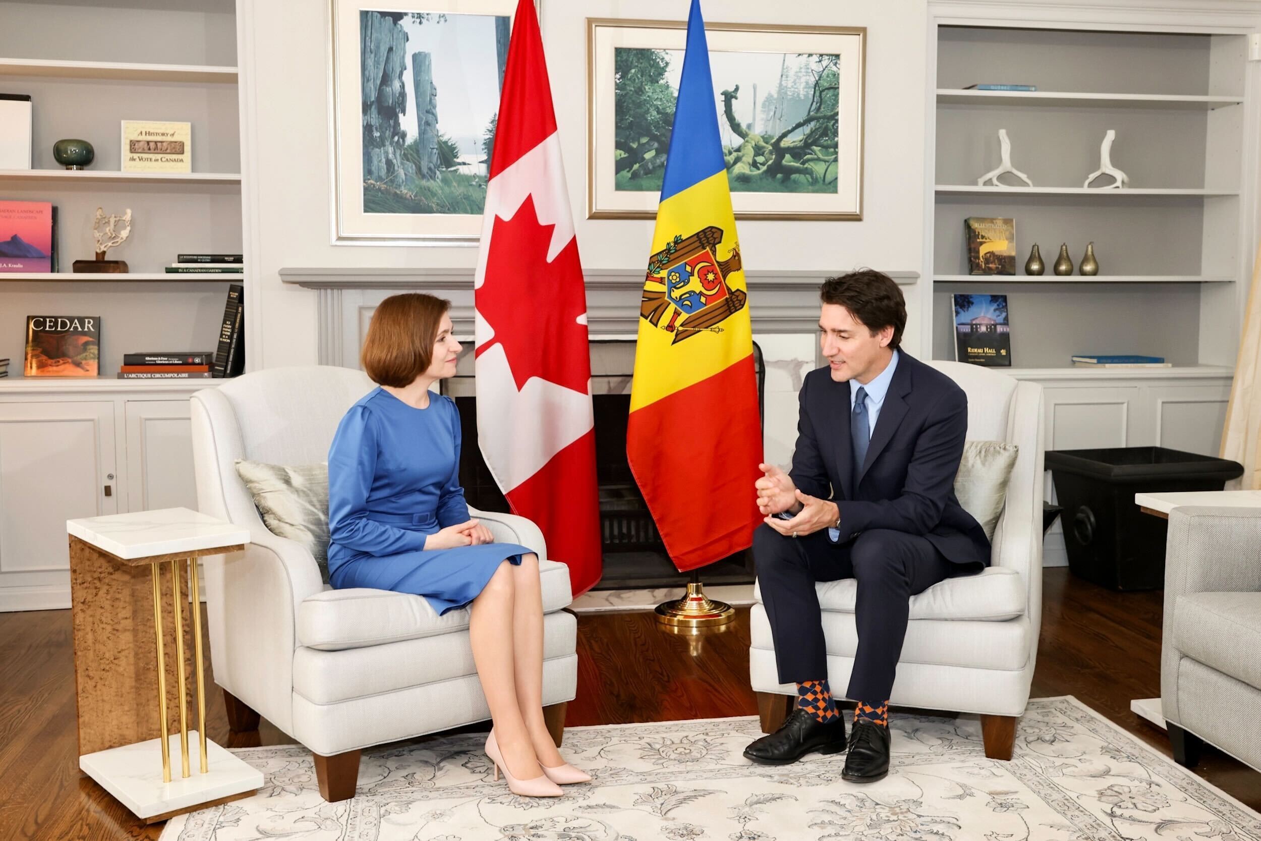 FOTO // Maia Sandu, întâlnire cu prim-ministrul Canadei, Justin Trudeau. Ce au discutat