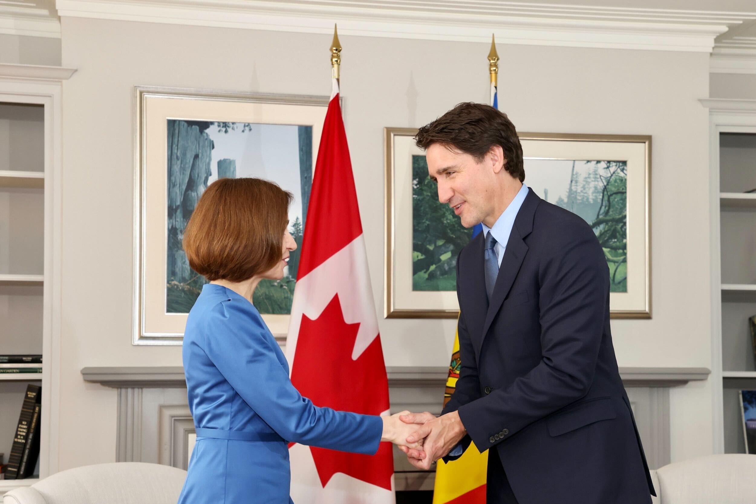 FOTO // Maia Sandu, întâlnire cu prim-ministrul Canadei, Justin Trudeau. Ce au discutat