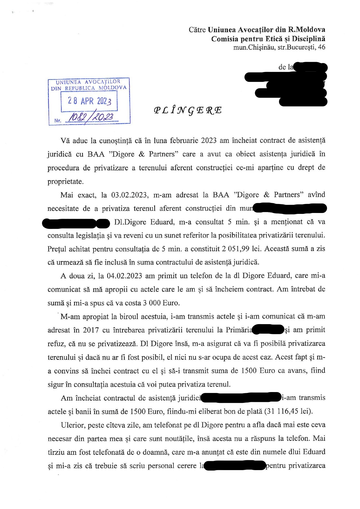 DOC // Avocatul Guvernului în răfuielile cu ȘOR de la CC, sancționat anterior de către Comisia de Etică a Uniunii Avocatilor