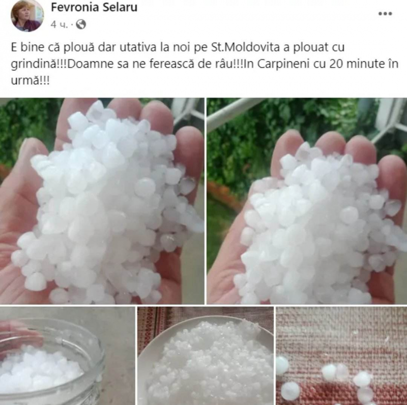 FOTO // Pământul acoperit cu gheață. Grindina face ravagii în țară