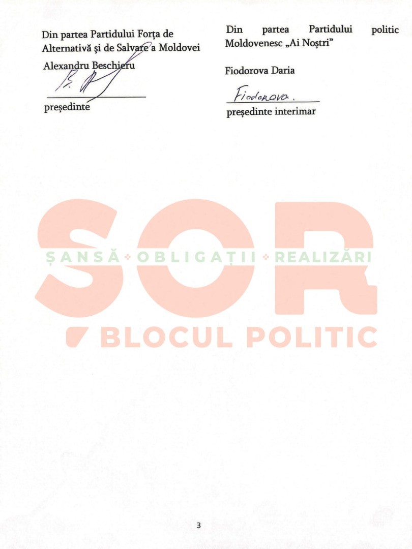 DOC // Acordul semnat de Șor și partidele care au aderat la blocul nou format - „Ș.O.R”. Cu ce promisiuni vin