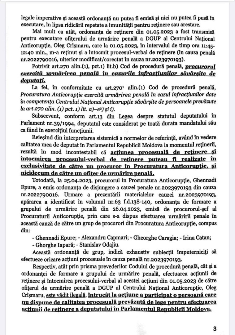 DOC // „Adevărul va învinge și toți cei vinovați vor fi trași la răspundere penală”. Marina Tauber a depus o plângere la Procuratura Generală