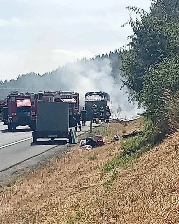 FOTO& VIDEO // Un autocar cu pasageri moldoveni care se întorceau din Spania, a ars integral în Austria