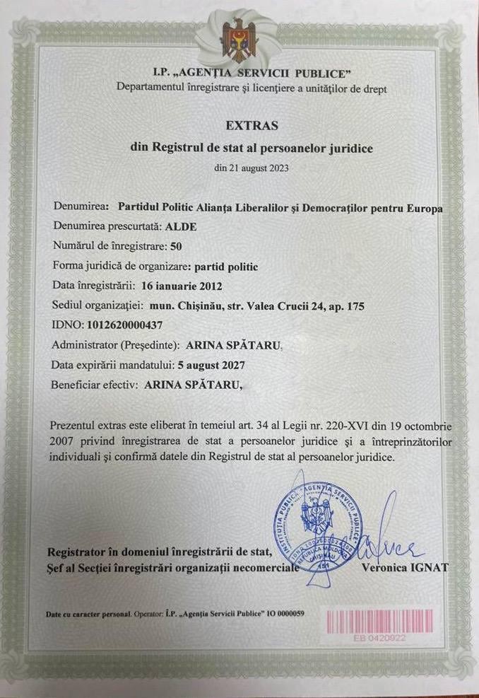 Un nou partid politic, înregistrat la ASP