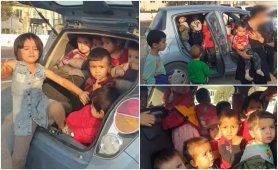 Directoarea unei grădinițe, prinsă cu 25 de copii într-un mic Chevrolet Spark, pe o şosea Uzbekistan. Picii erau băgați inclusiv în portbagaj