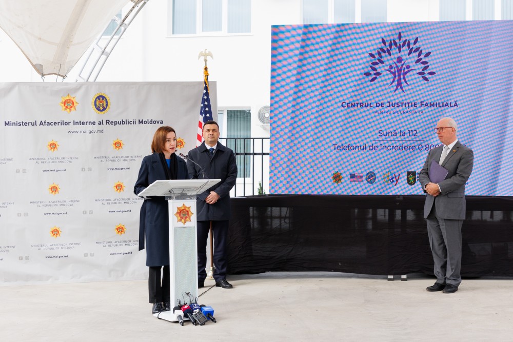 Președintele Republicii Moldova, Maia Sandu a participat la deschiderea Centrului de Justiție Familială al Poliției