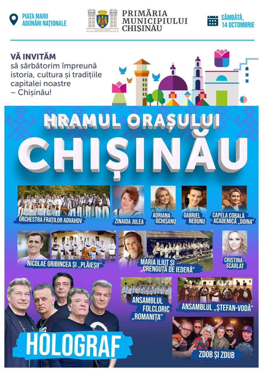 Hramul orașului Chișinău 2023. Programul evenimentelor din centrul Capitalei