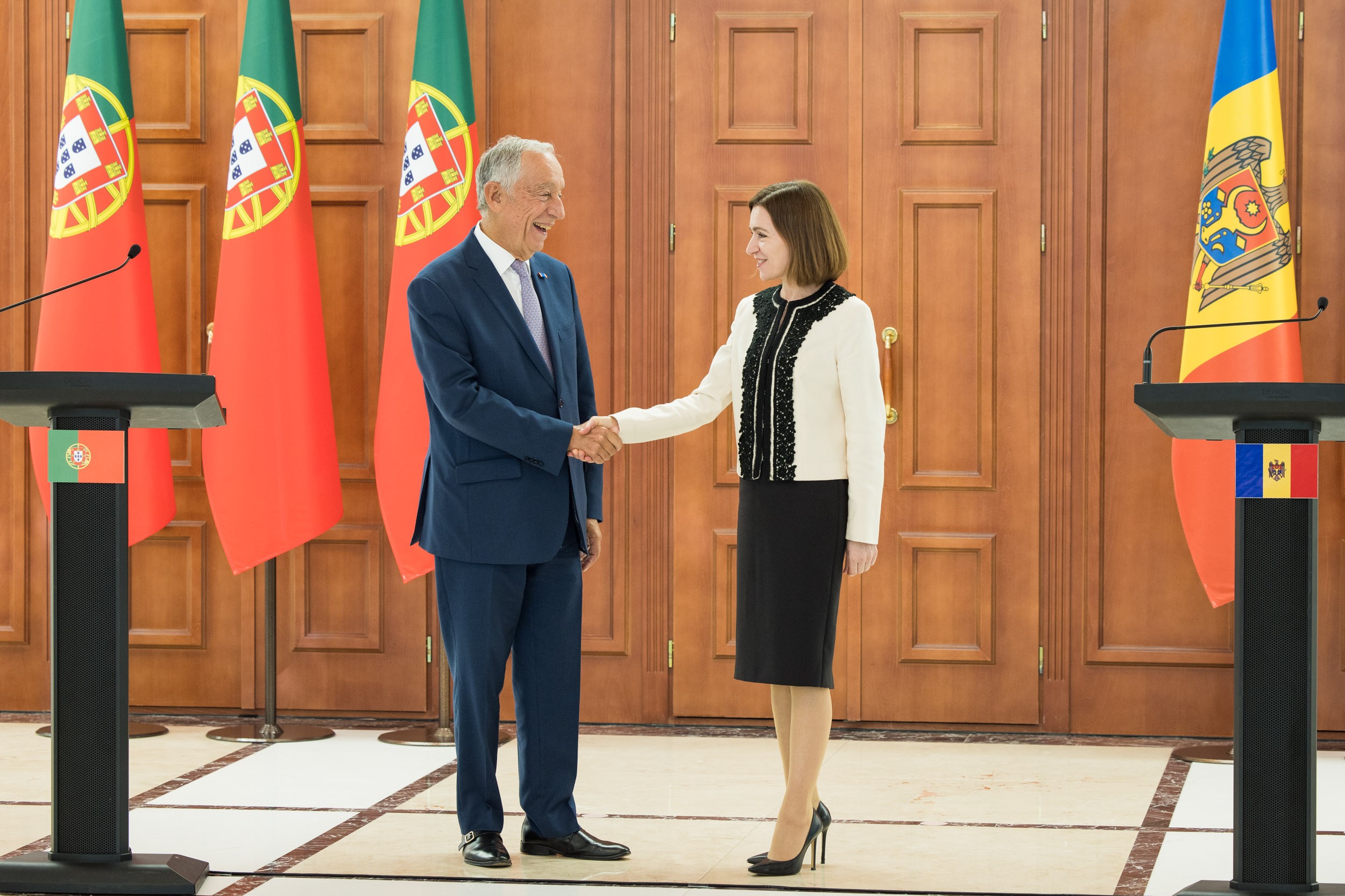 Maia Sandu l-a primit în vizită oficială pe Președintele portughez, Marcelo Rebelo de Sousa