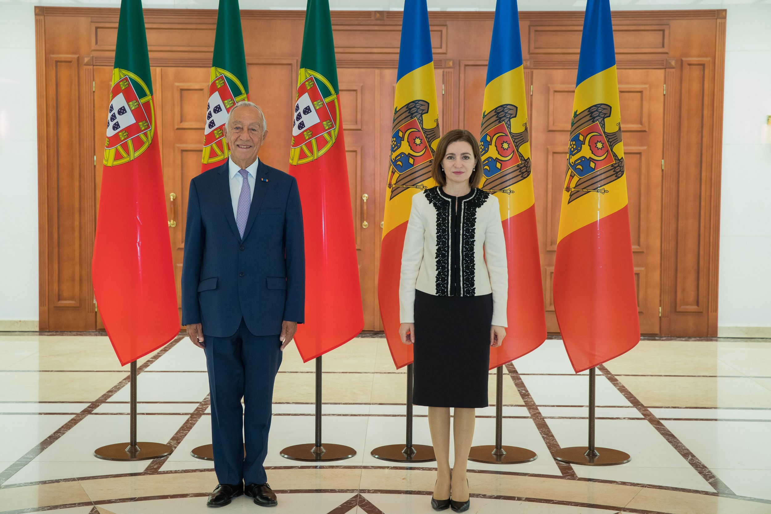 Maia Sandu l-a primit în vizită oficială pe Președintele portughez, Marcelo Rebelo de Sousa