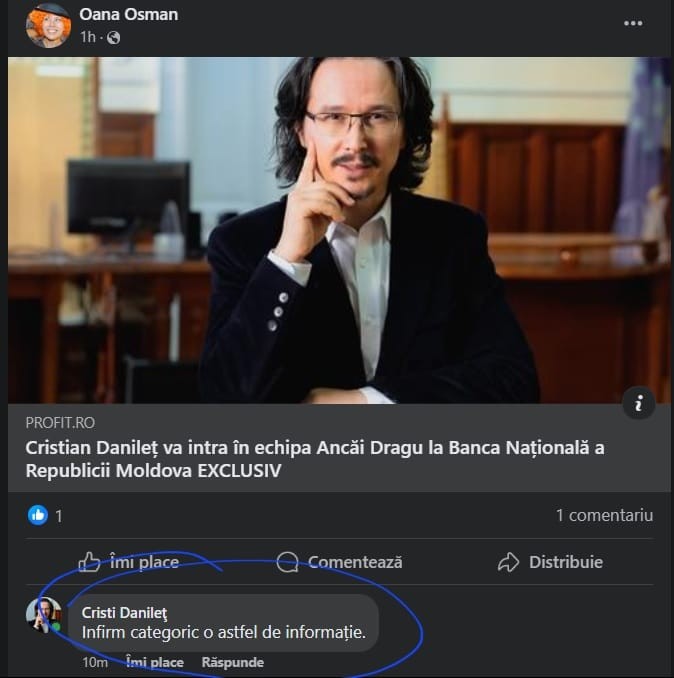ULTIMA ORĂ // Încă un cetățean român va lucra la Banca Națională a Moldovei
