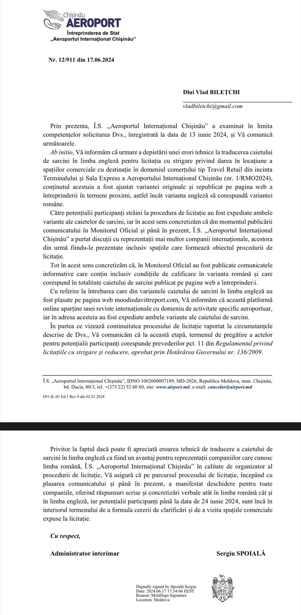 DOC // Caietul de sarcini pentru licitația de la Aeroport, modificat pe ascuns. Explicația adusă de administrație