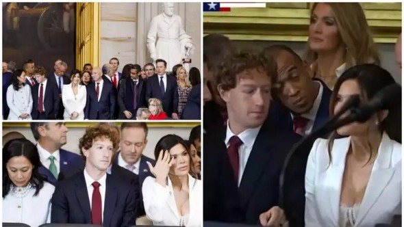 Moment jenant la ceremonia de investirea lui Trump: Mark Zuckerberg atras de decolteul logodnicei lui Jeff Bezos
