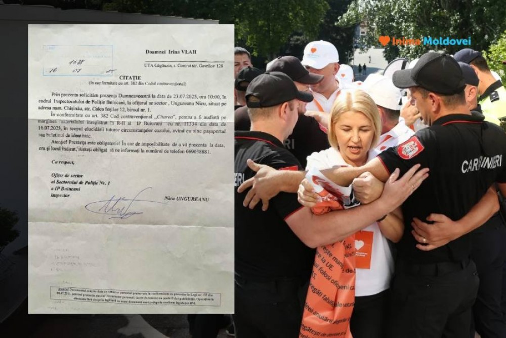 Irina Vlah, lidera partidului „Inima Moldovei”, citată la poliție după protestul din fața Președinției: „Așa arată democrația în stil PAS”