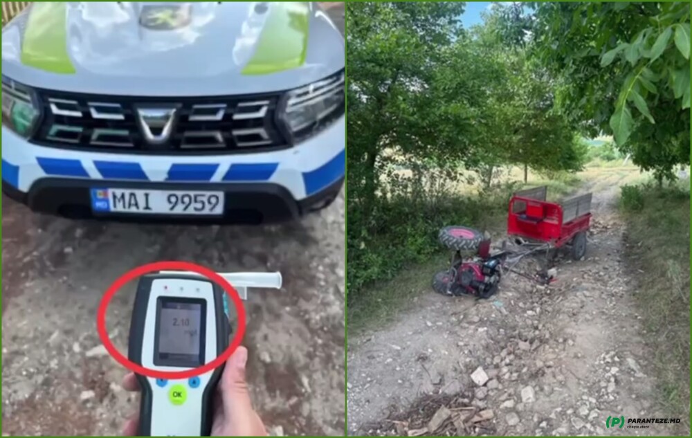 Bărbat depistat la volanul unui motocultor cu o concentrație record de alcool în aerul expirat